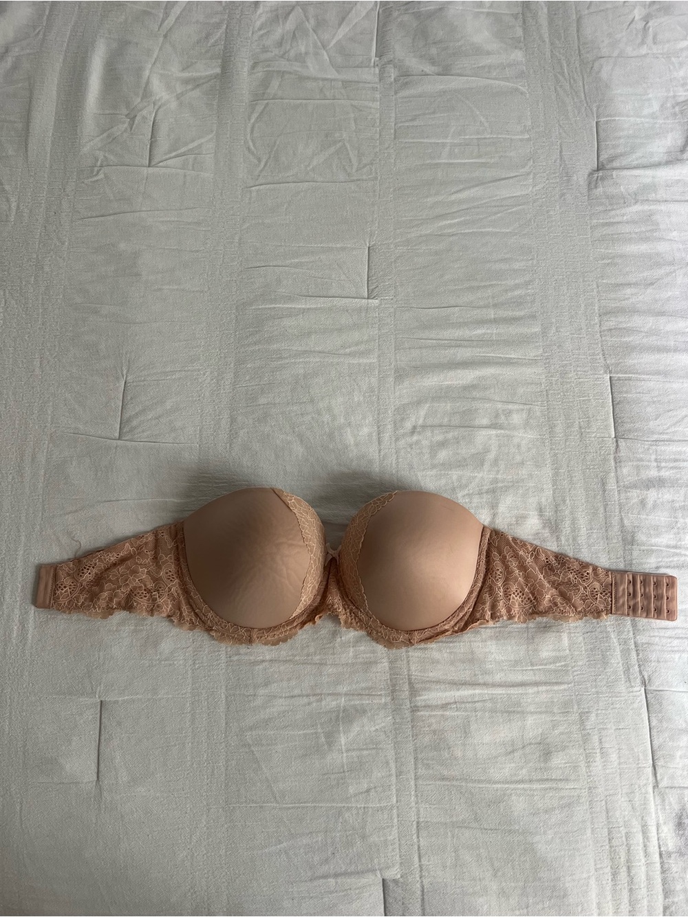 Victoria’s Secret Strapless Lace Bra in Nude